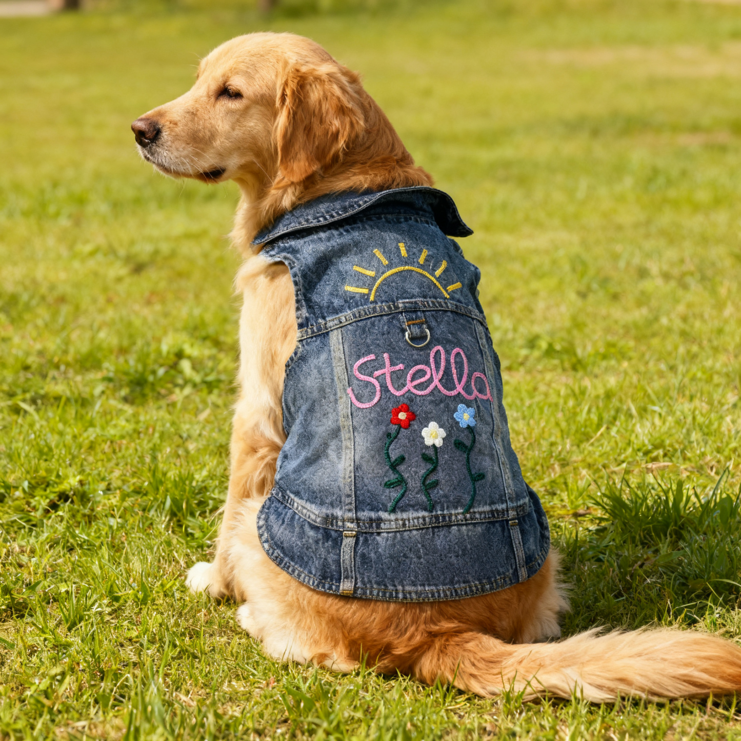Personalized Hand Embroidery Pets Denim Jacket | BKPet2601