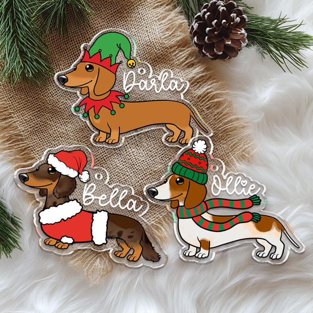 Personalised Acrylic Dachshund Christmas Ornament | MCGift213