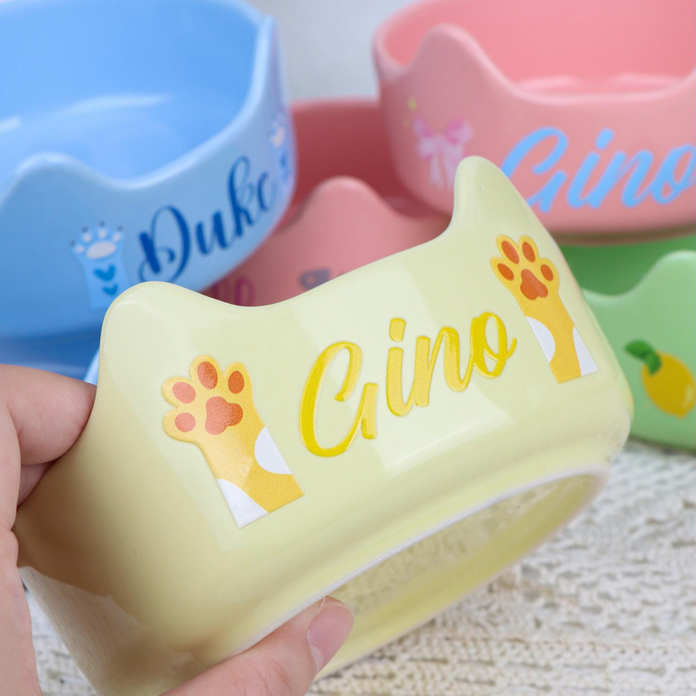 Personalized Pet Ceramic Food Dish with Ears Bowl | BKPet259