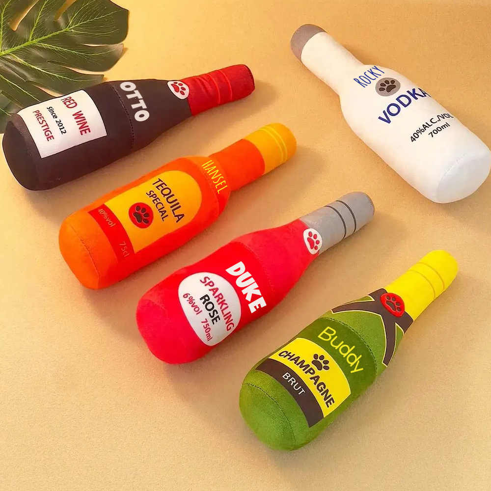 Personalized Pet Durable Wine Bottles Squeaky Toy | BKPet291