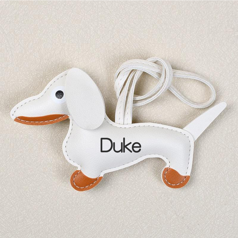 Personalized Lovely Leather Dachshund Keychain | CWGift08