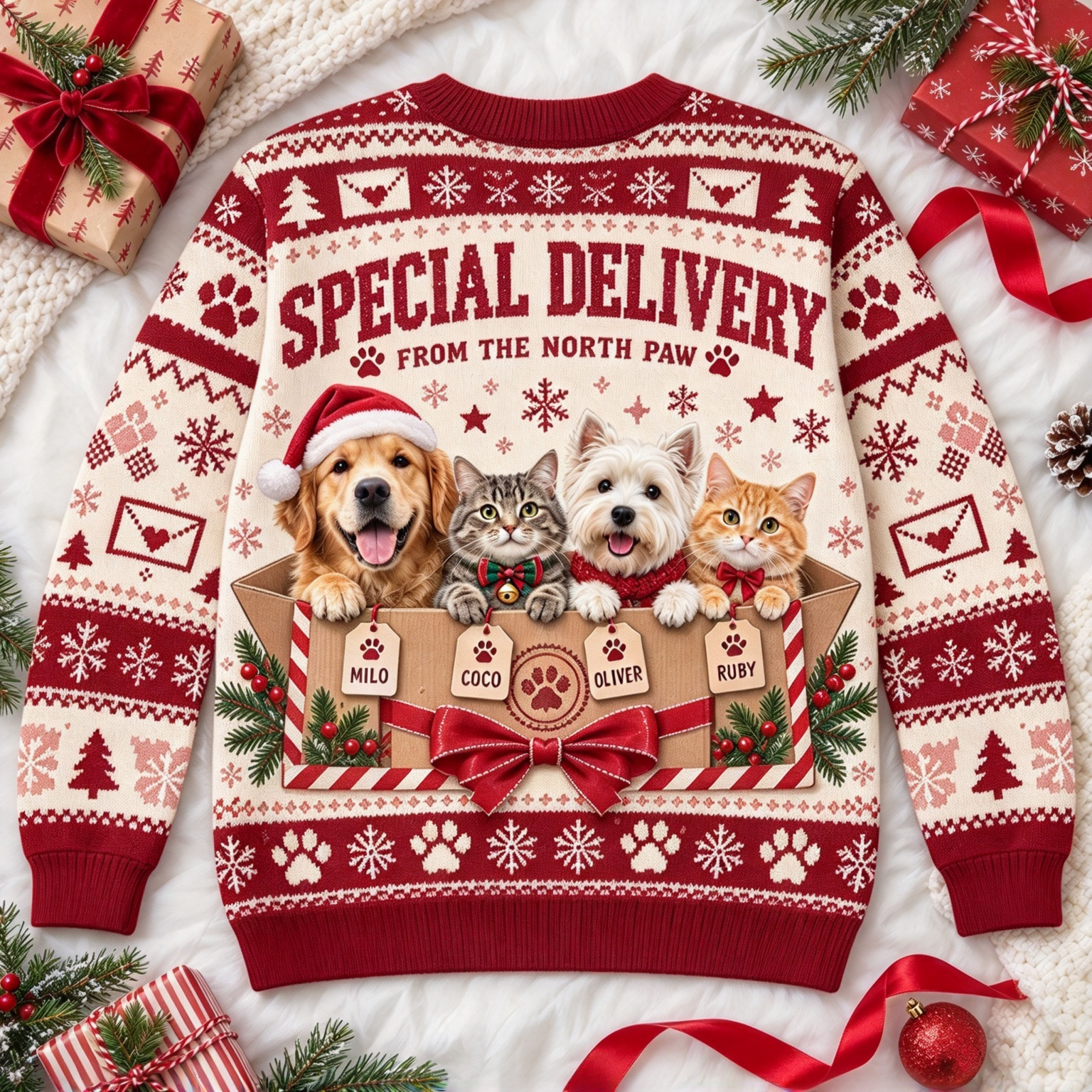 Personalized Christmas Fun Pet Photo Family Sweater | MCCL04