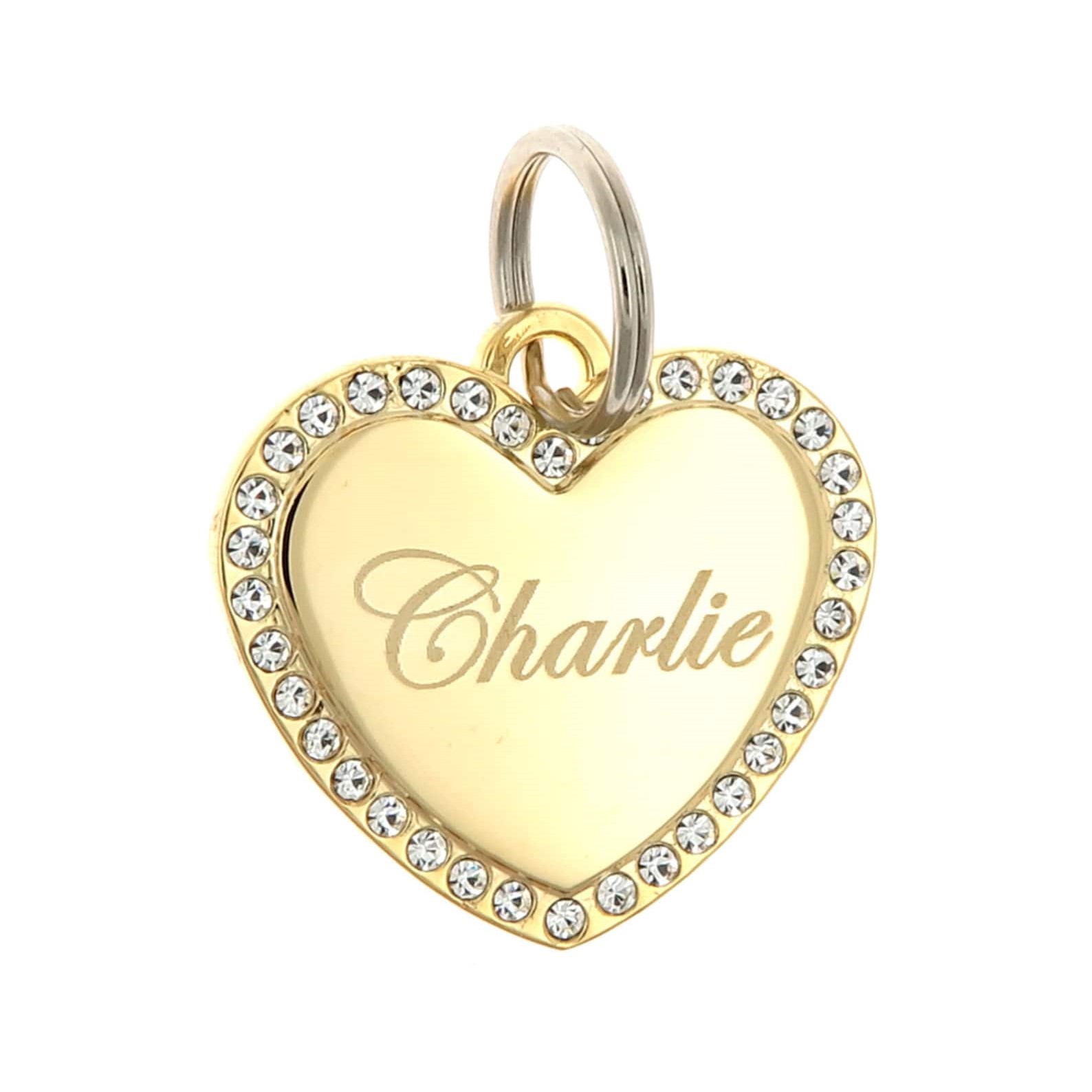 Personalized Heart Shape with Clear Rhinestones Pet Tag | BKPet84