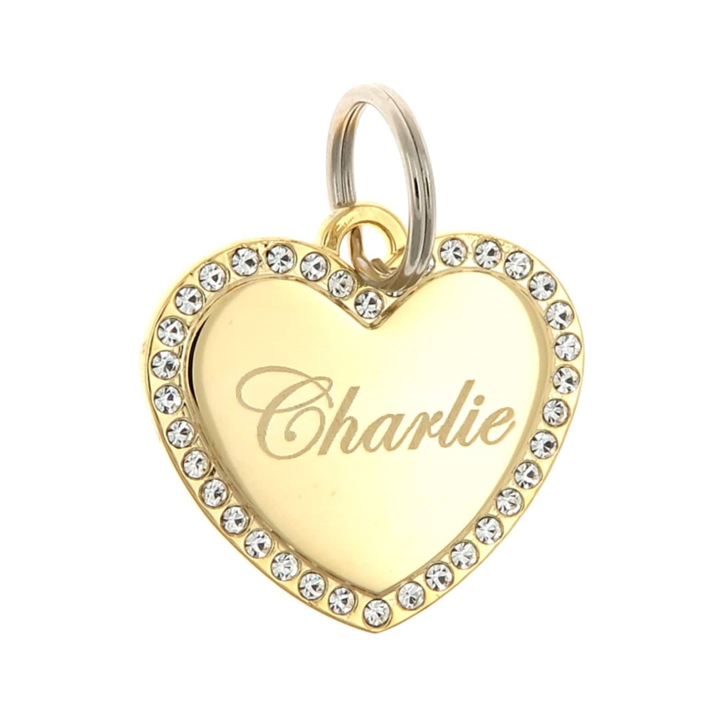 Personalized Heart Shape with Clear Rhinestones Pet Tag | BKPet84