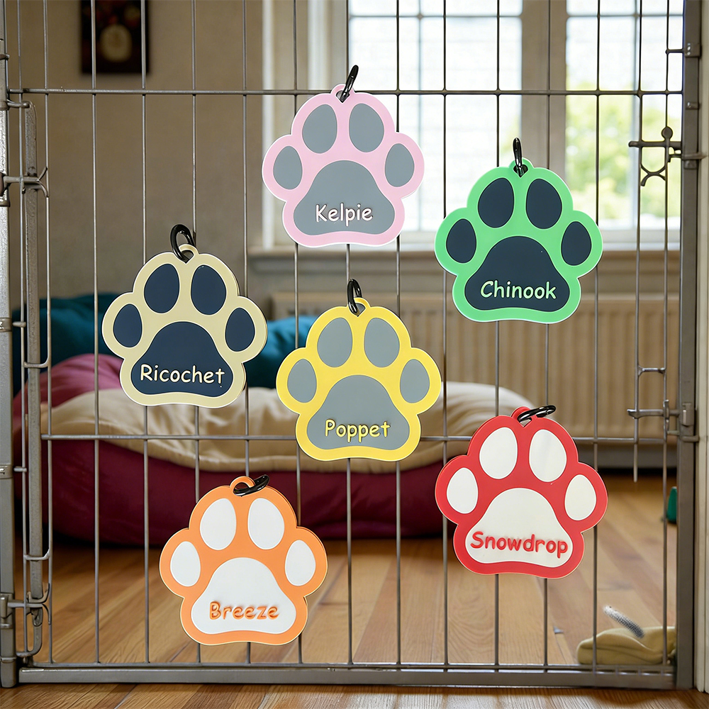Personalized 3D Paw Print Name Crate Sign | BKPet374