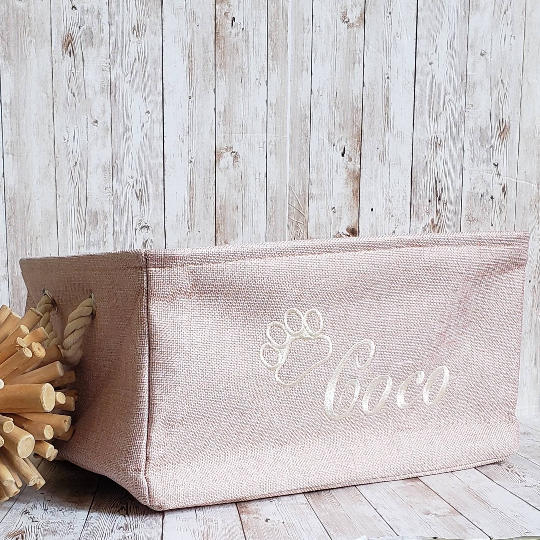 Personalized Embroidered Pet Toy Storage Basket | BKPet85