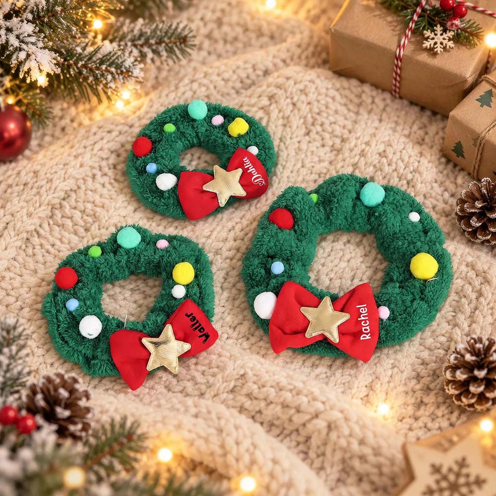 Personalized Christmas Wreath Dog Collar Scarf | MNAccs128