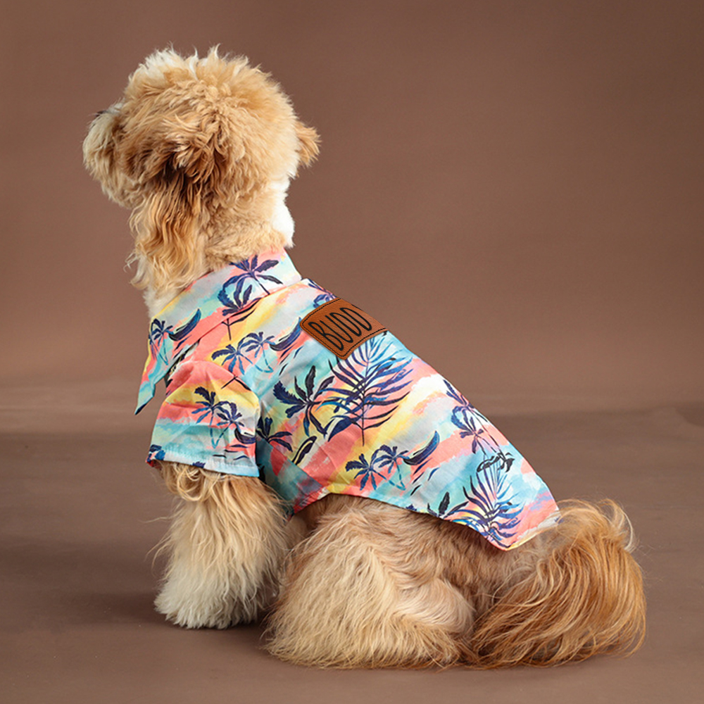 Personalized Leather Patch Hawaiian Pet Shirt/Dress | BKPet458