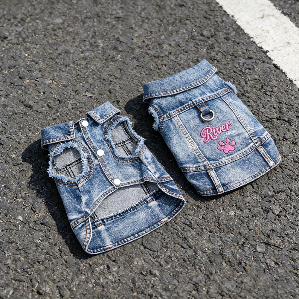 Personalized Embroidered Pet Denim Jacket | MNCloth205