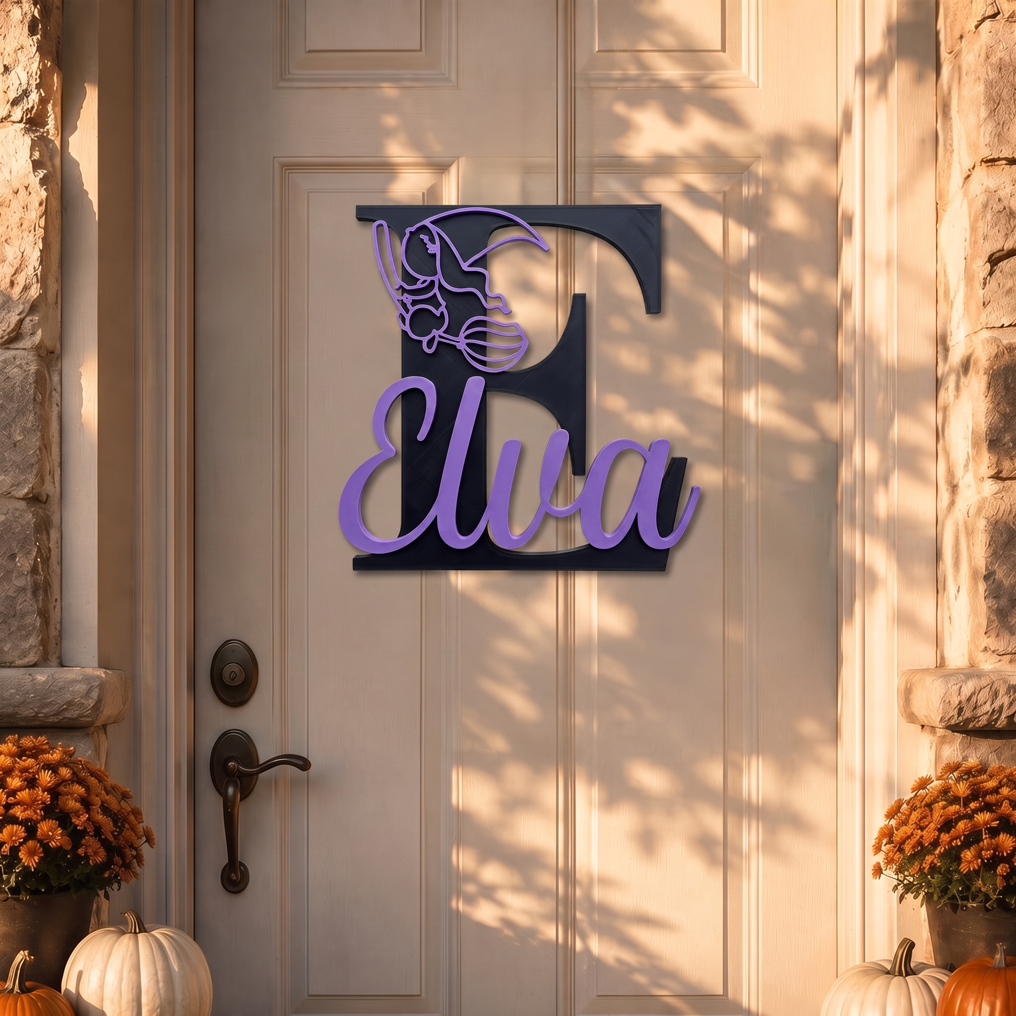 Personalized Halloween Monogram Door Decoration Name Sign | MNHalloween10