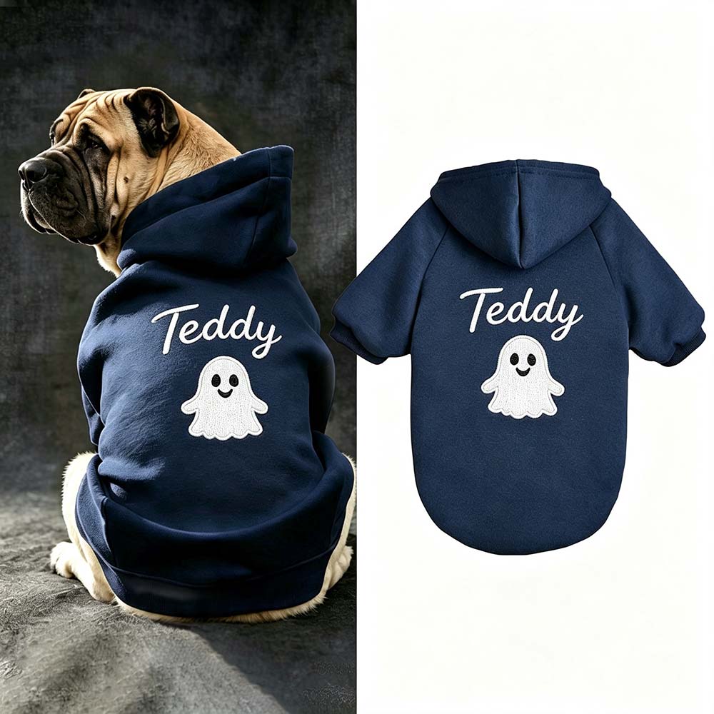 Personalized Embroidered Dog Hoodie with Halloween Icon | MNHalloween23