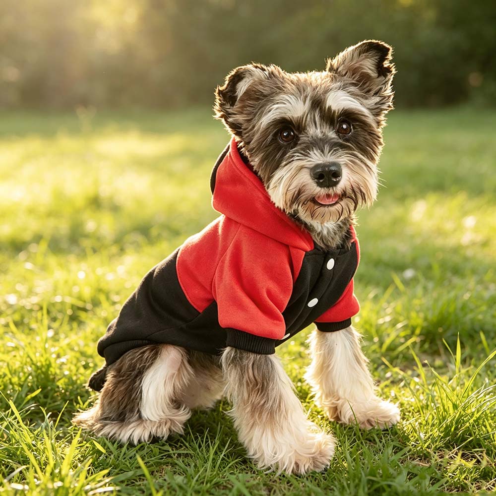 Personalized Hand Embroidered Color-blocked Hooded Pet Sweatshirt | BKPet577