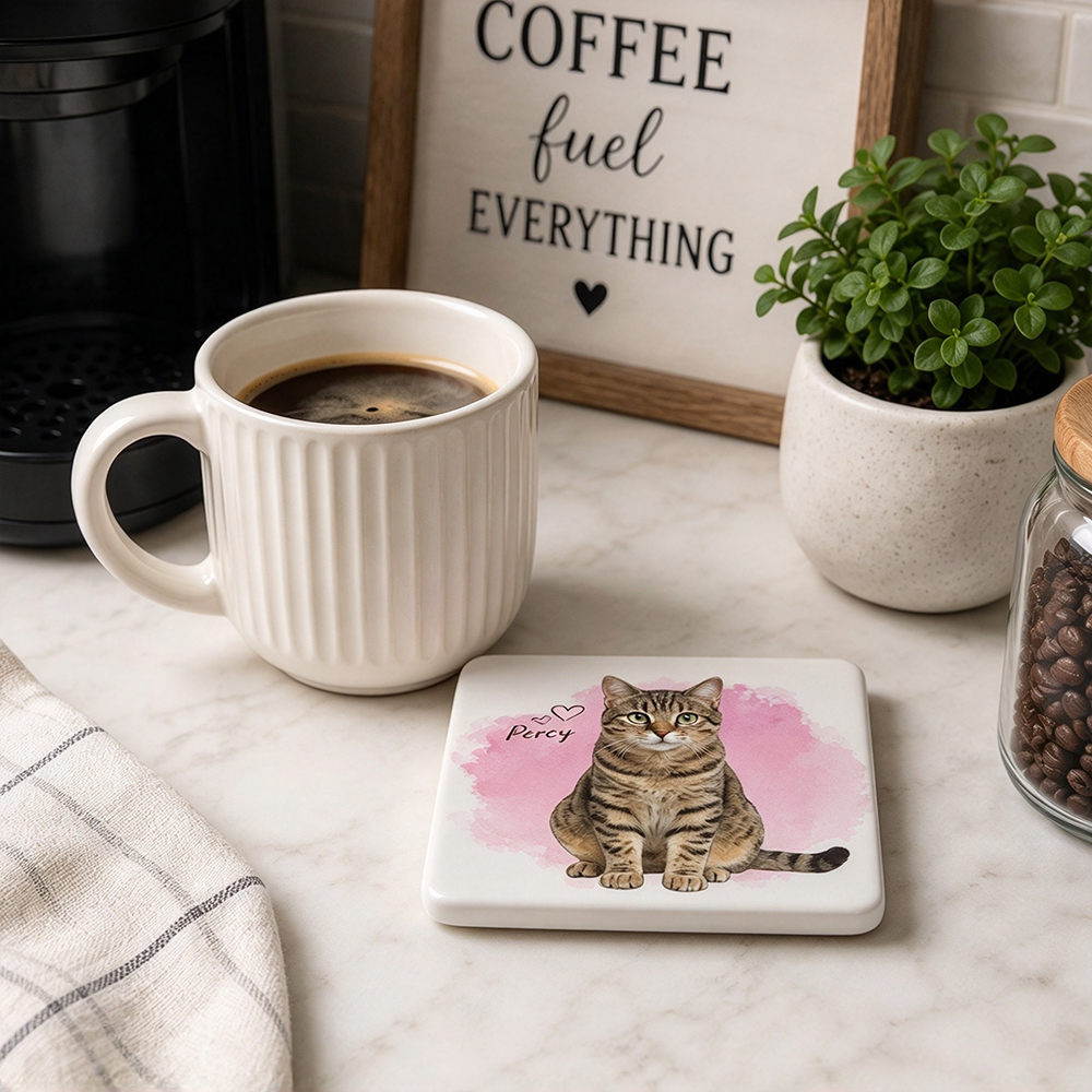 Personalized Pet Memorial Portrait Ceramic Coaster | MNGift45