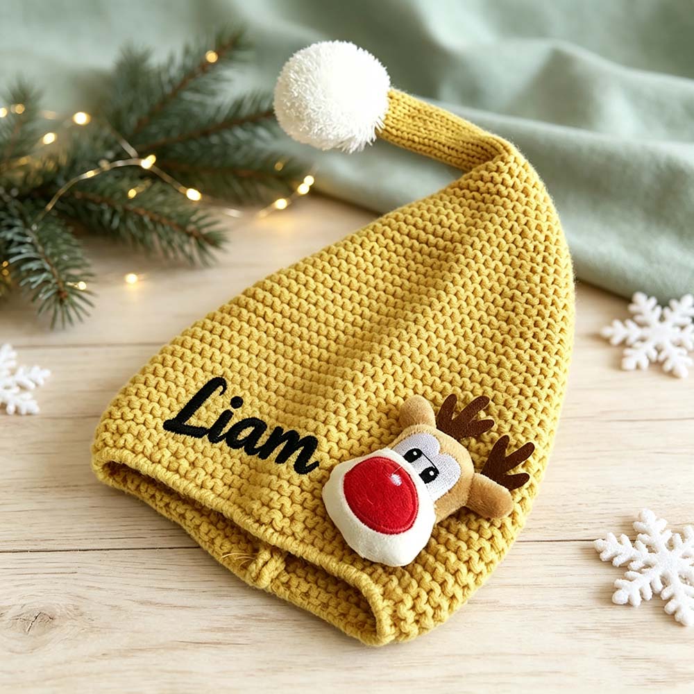 Personalized Embroidered Kids Christmas Knit Santa Hat | MNBaby15