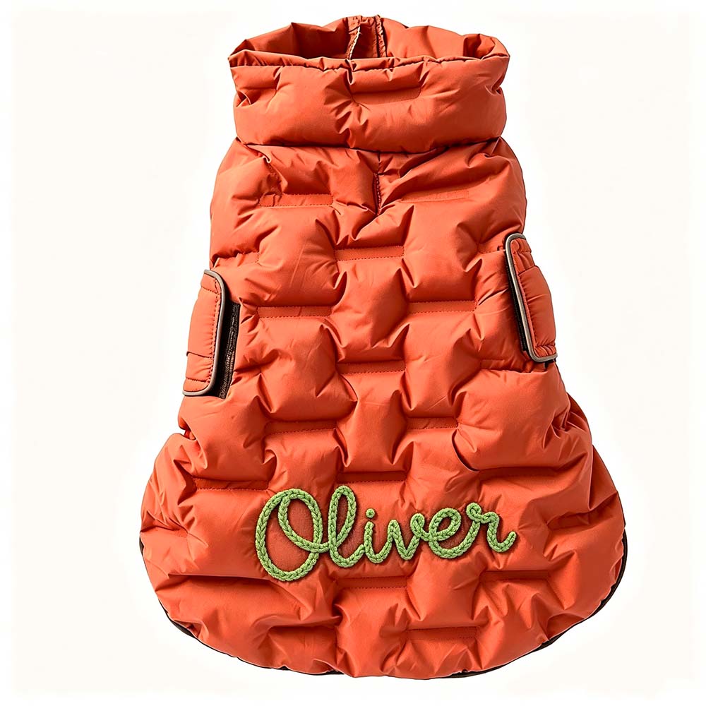 Personalized Hand Embroidered Dog Winter Warm Puffer Vest | BKPet589