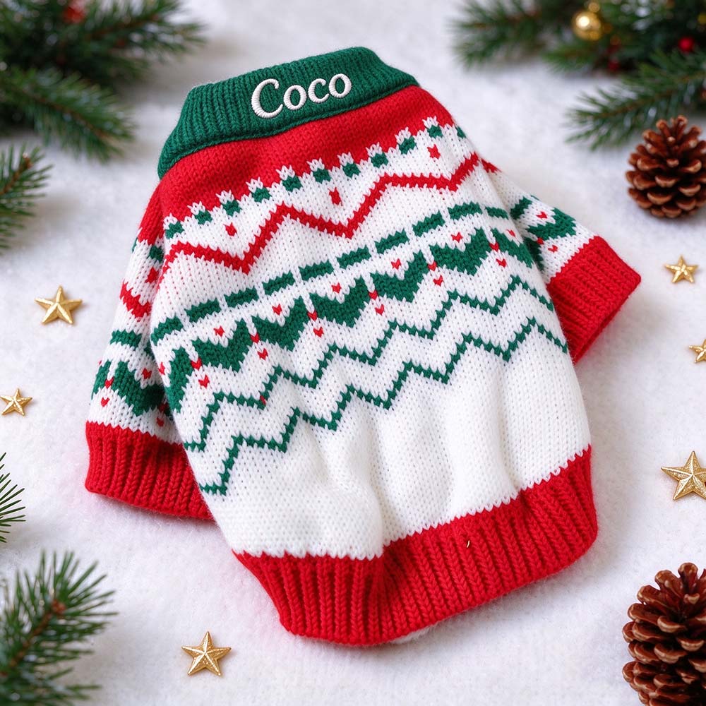Personalized Embroidered Pets Christmas Cute Knit Sweater | MCGift427
