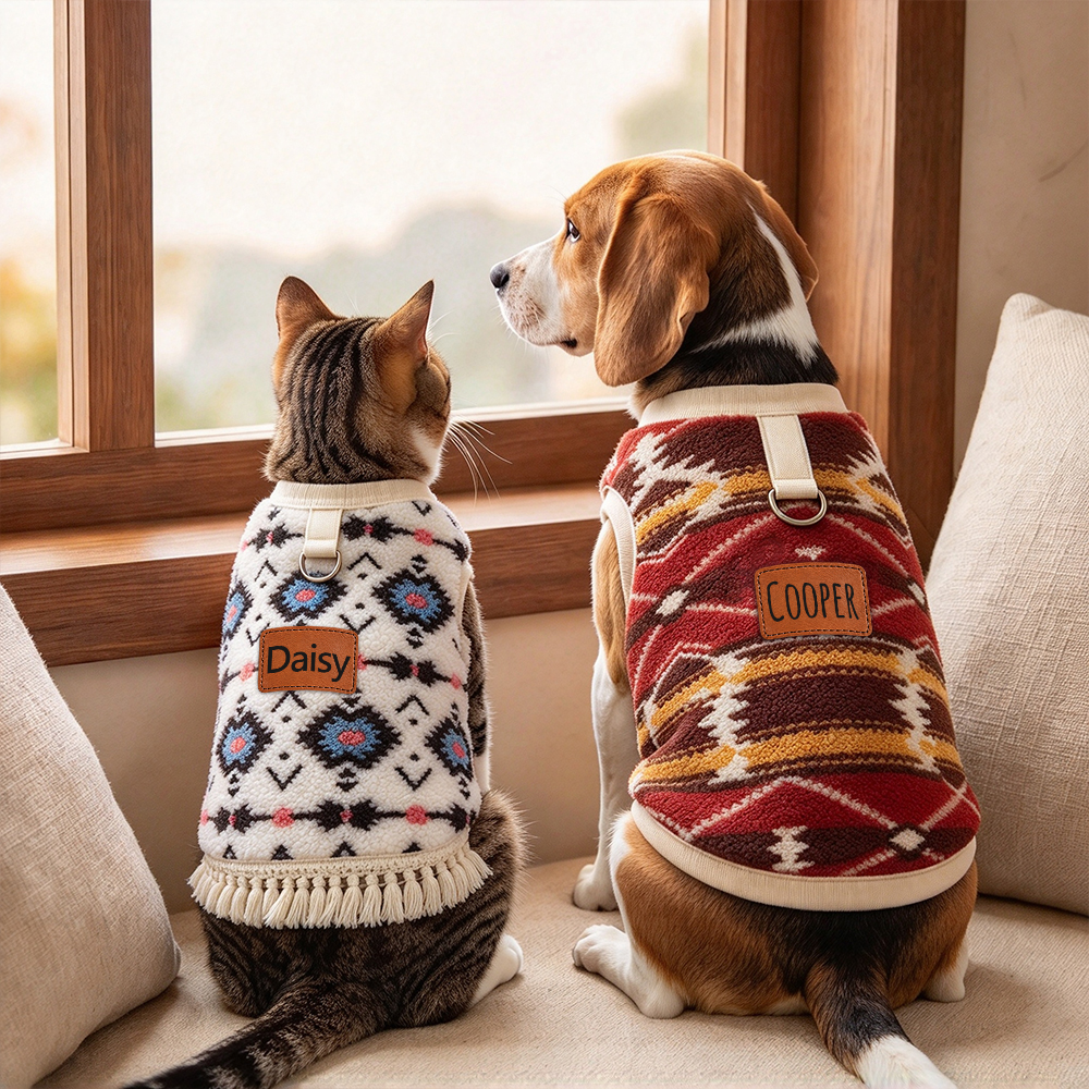 Personalized Embroidered Pets Boho Winter Outfit | BKPet629