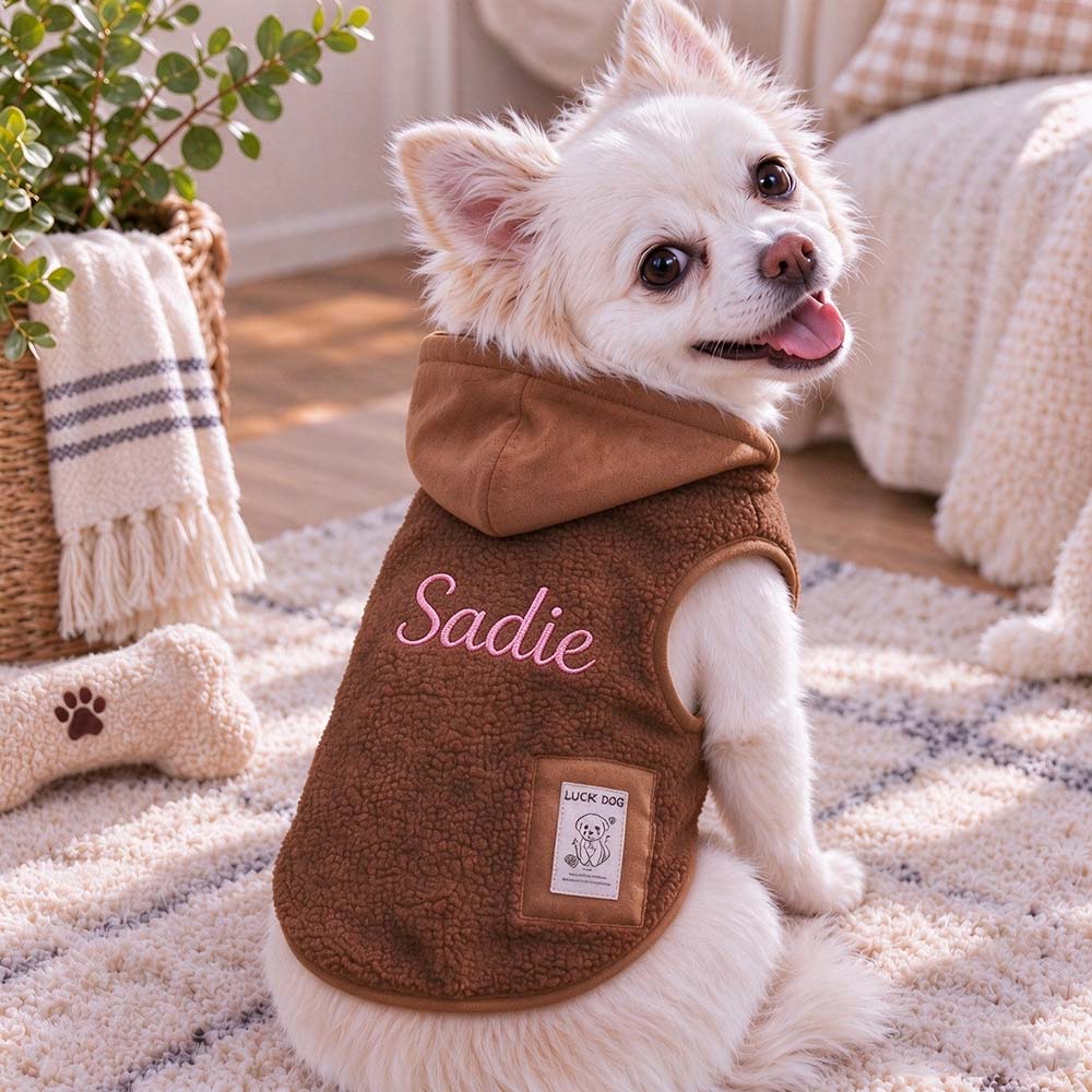 Personalized Embroidered Pets Winter Warm Fleece Hoodie | BKPet618