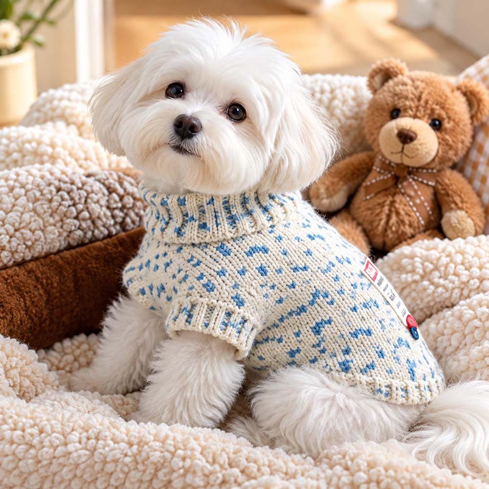 Personalized Embroidered Pets Blue Polka Dot Sweater | BKPet654