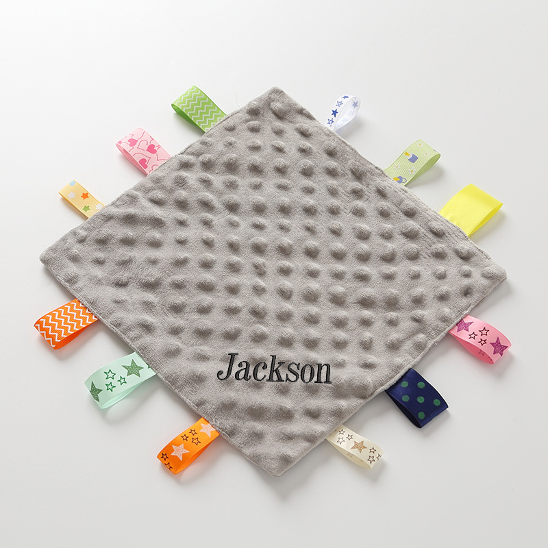 Personalized Baby Embroidery Comforter Ribbon Tag Blanket | MNBaby06