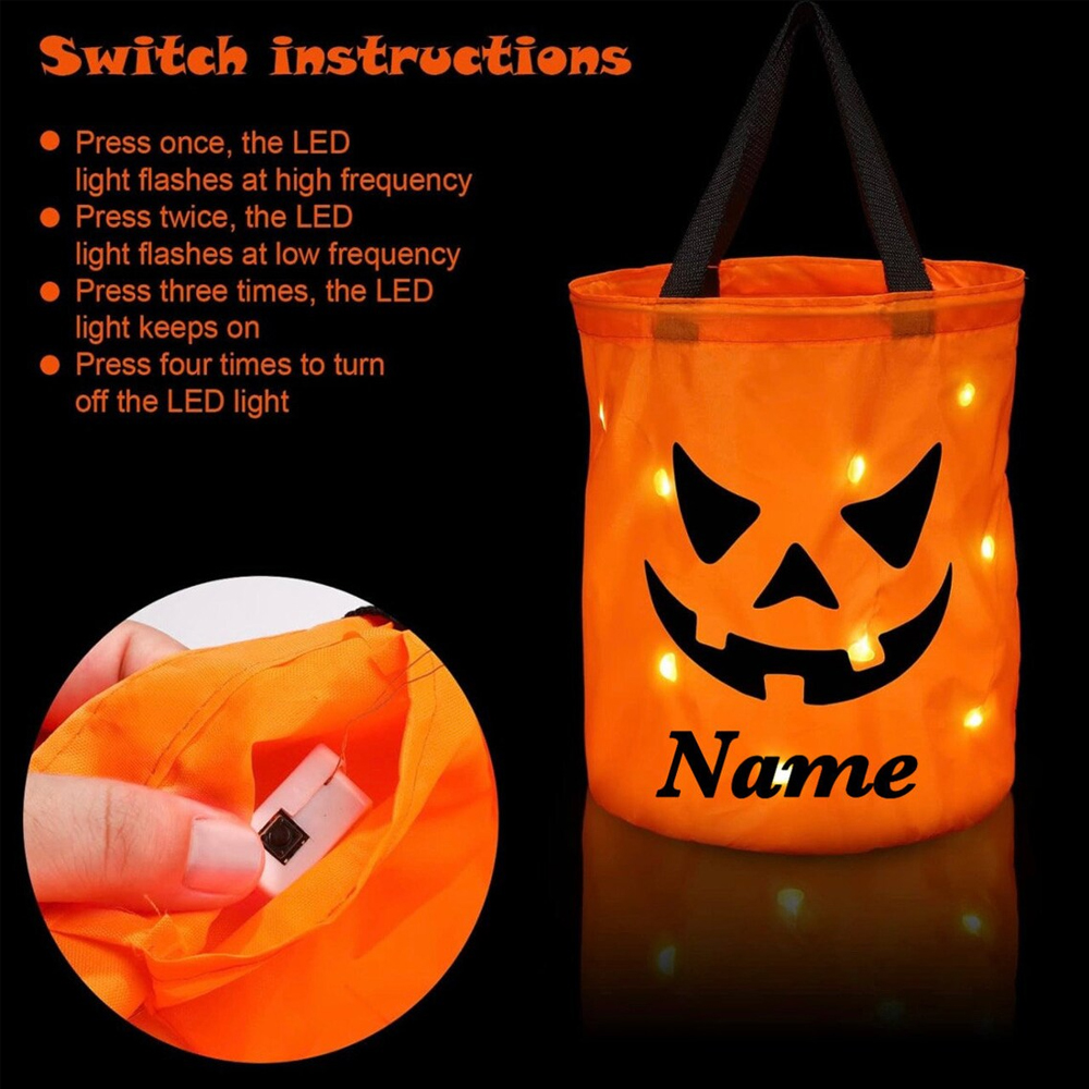 Personalized Halloween LED Light Pumpkin Bucket | MNHalloween07