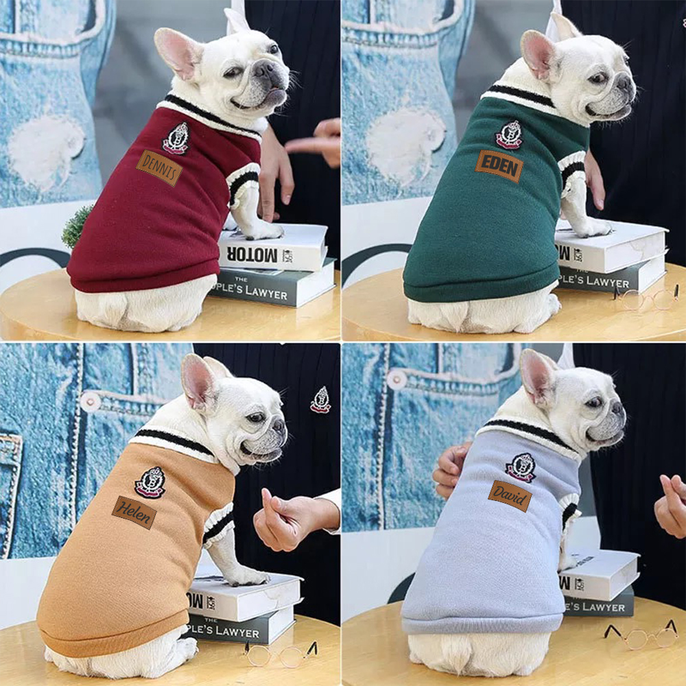 Personalized Leather Patch Pets Sweater | BKPet98