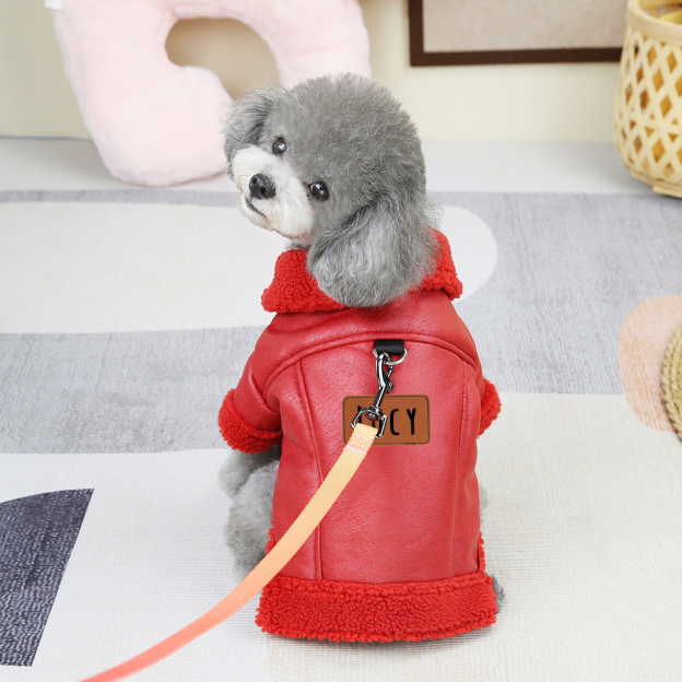 Personalized Leather Patch Pets Sherpa Jacket | BKPet130