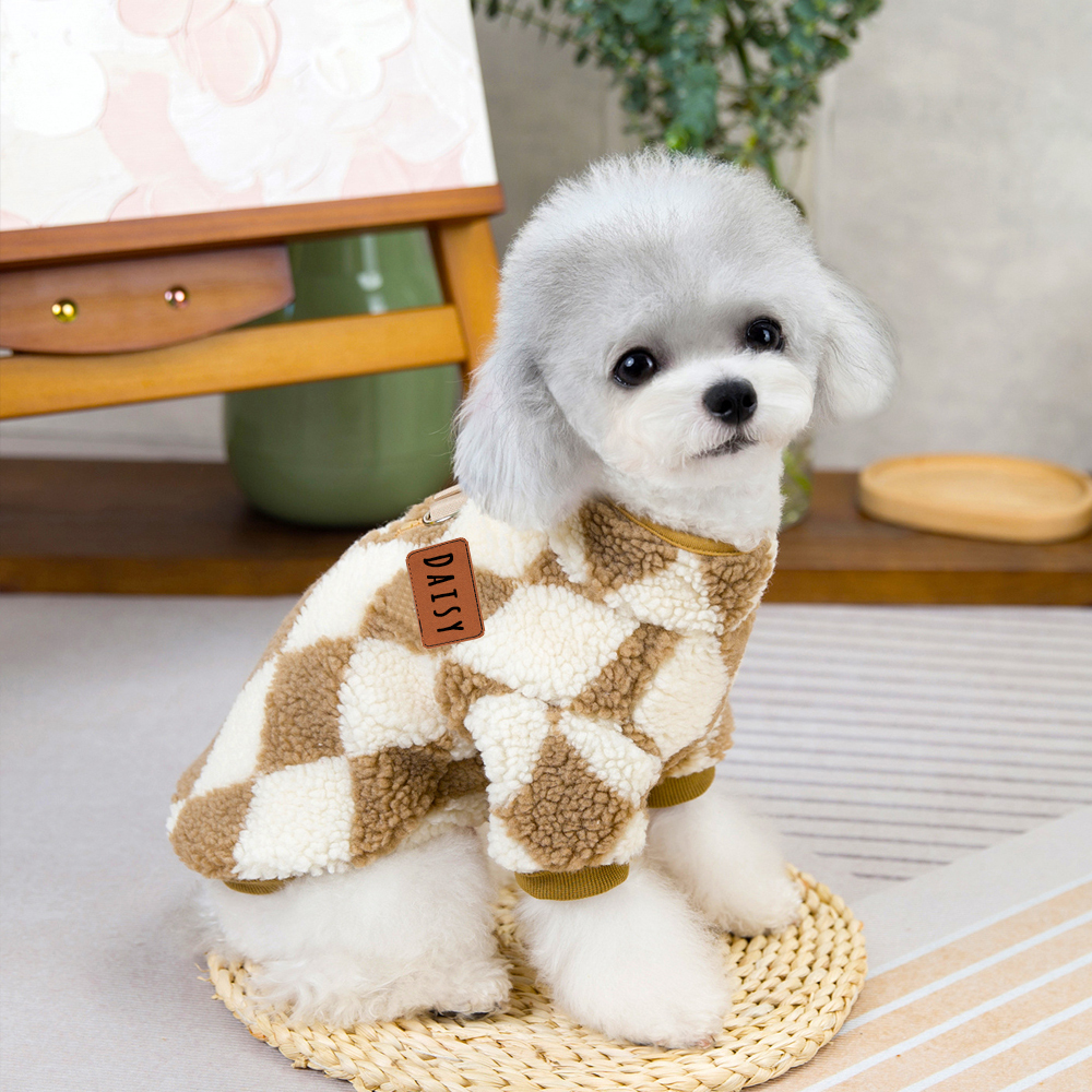 Personalized Leather Patch Pets Diamond Lattice Sweatshirts | BKPet131