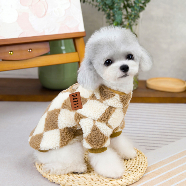 Personalized Leather Patch Pets Diamond Lattice Sweatshirts | BKPet131