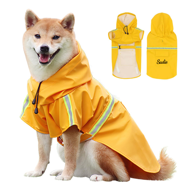 Personalized Pets Waterproof and Reflective Raincoat | BKPet152