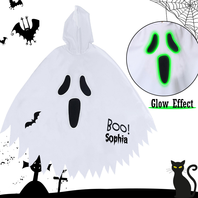 Personalized Kid Glow in the Dark Halloween Cosplay Ghost Cloak | MNHalloween06