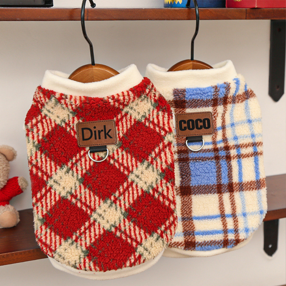 Personalized Leather Patch Pet Winter Warm Polar fleece Vest | BKPet265