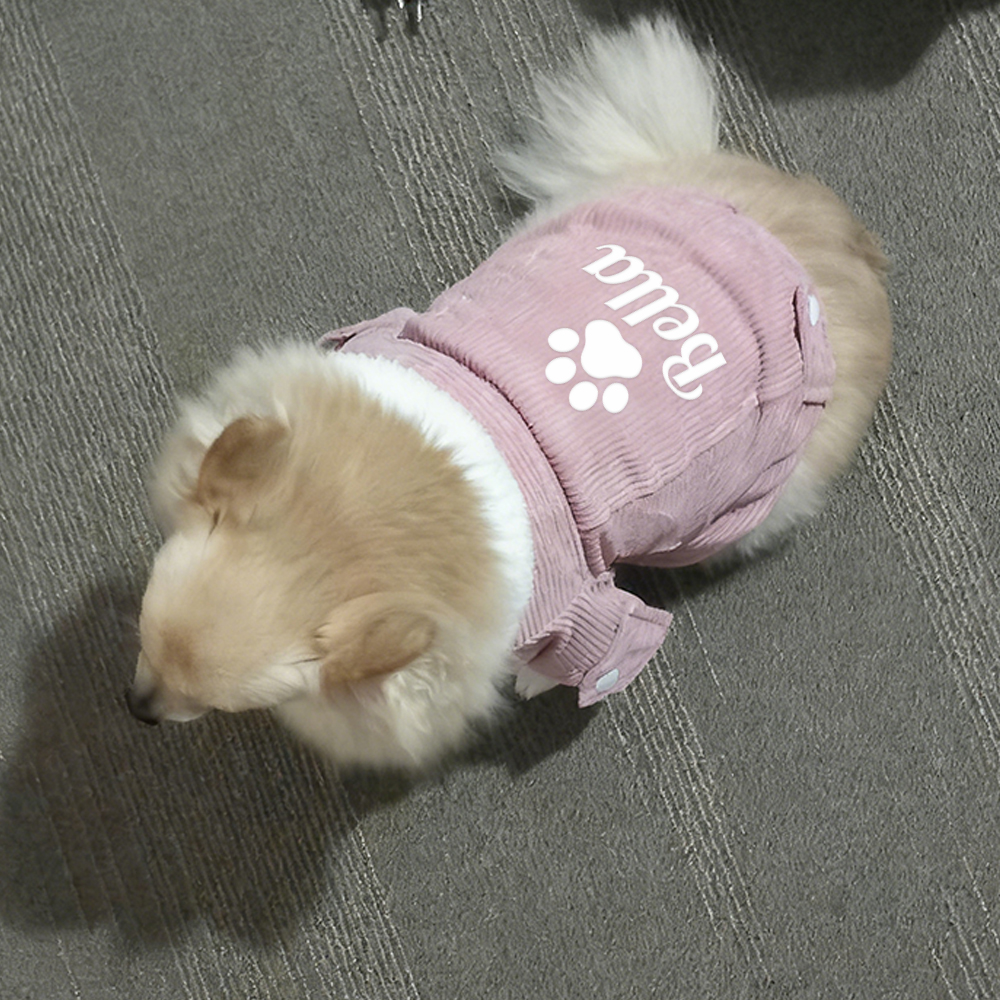 Personalized Pet Winter Warm Corduroy Sherpa Jacket | BKPet290