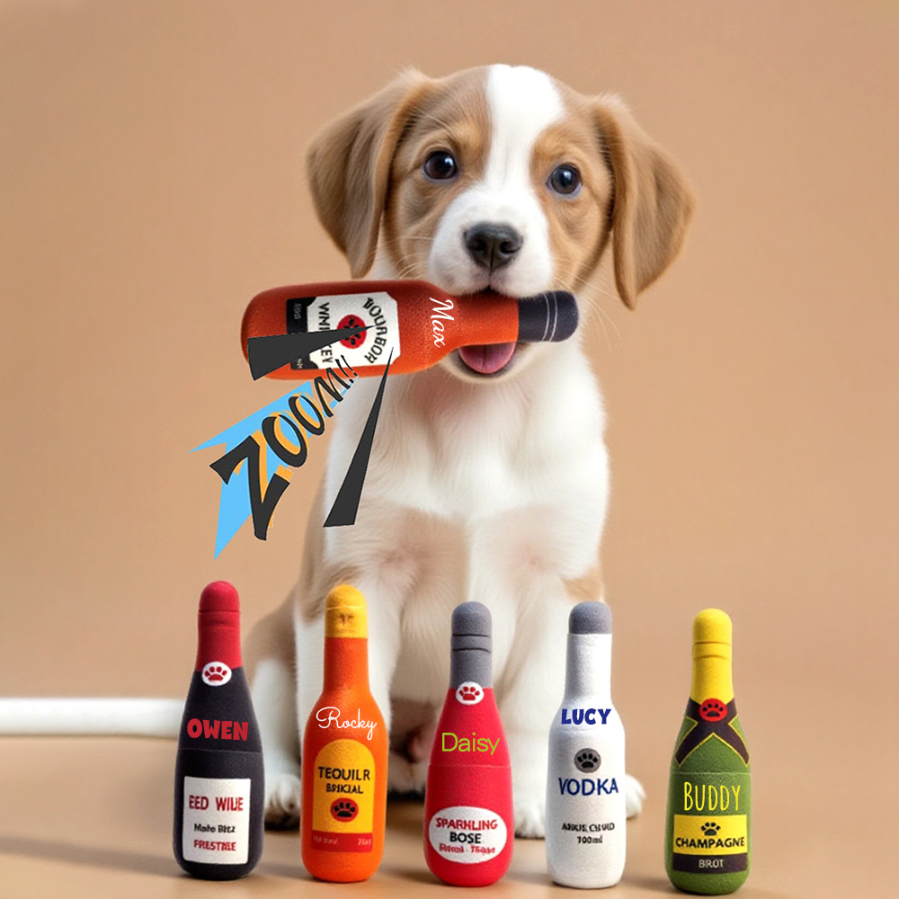 Personalized Pet Durable Wine Bottles Squeaky Toy | BKPet291