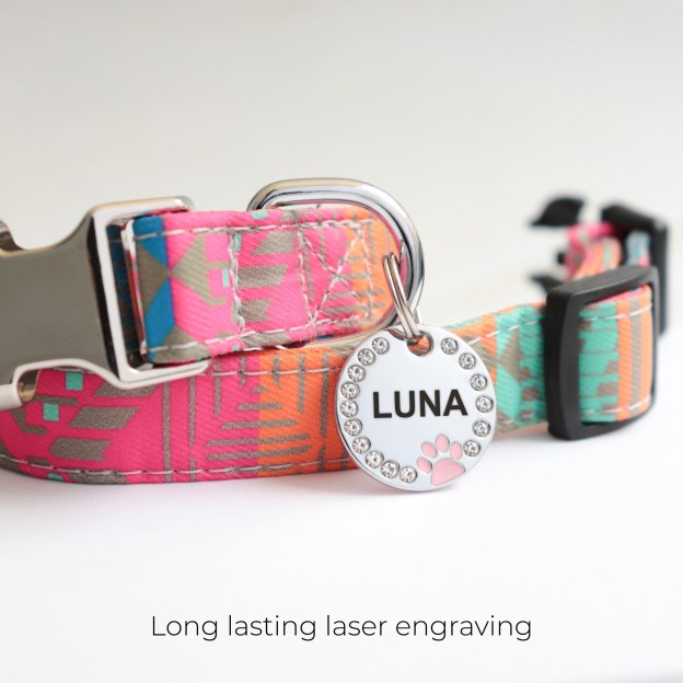 Personalized Sparkling Paw Double Sided Pet ID Tag | BKPet63