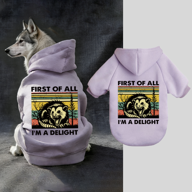FIRST OF ALL I'M A DELIGHT Puppy Hoodie | BKPet331