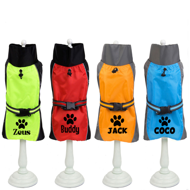 Personalized Pet Large Size Waterproof Raincoat Jacket | BKPet414