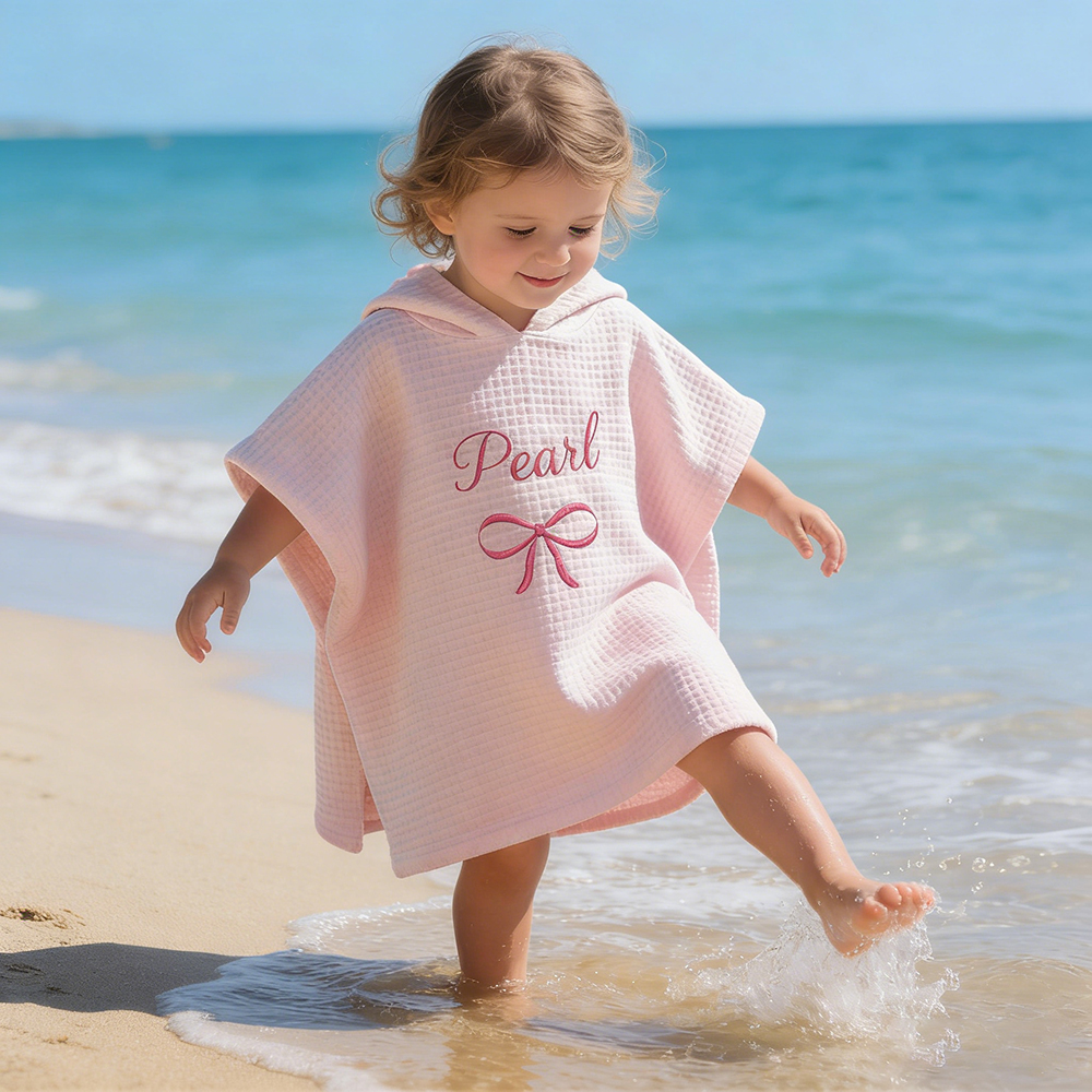 Personalized Embroidery Kids Waffle Beach Towel | MNSummer06