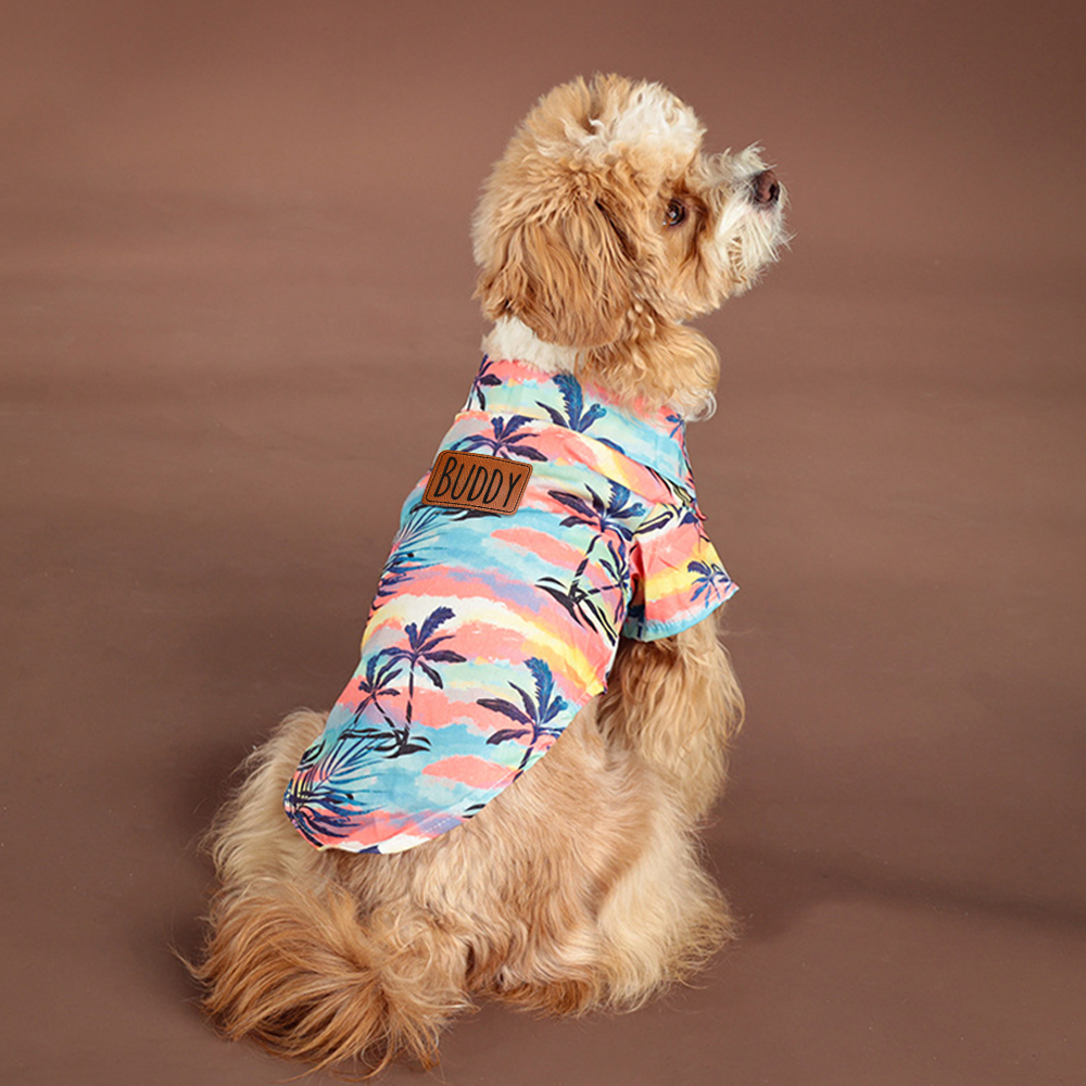 Personalized Leather Patch Hawaiian Pet Shirt/Dress | BKPet458