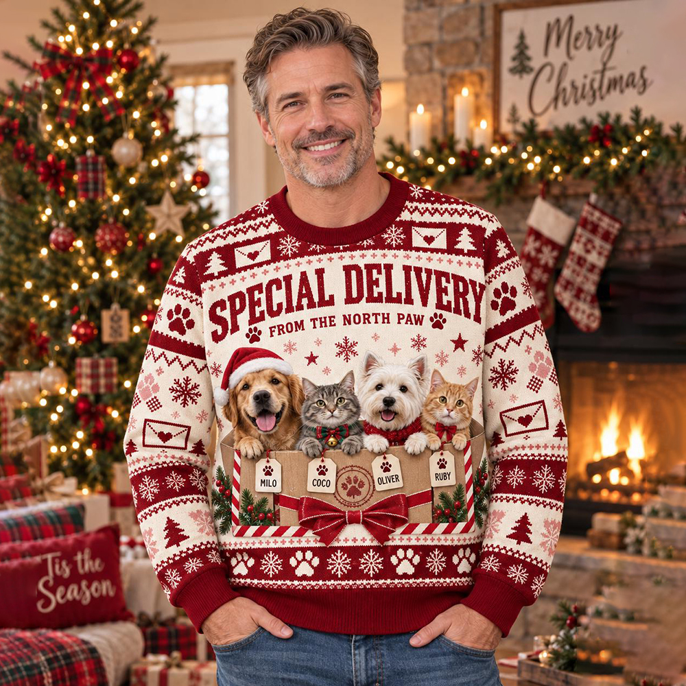 Personalized Christmas Fun Pet Photo Family Sweater | MCCL04