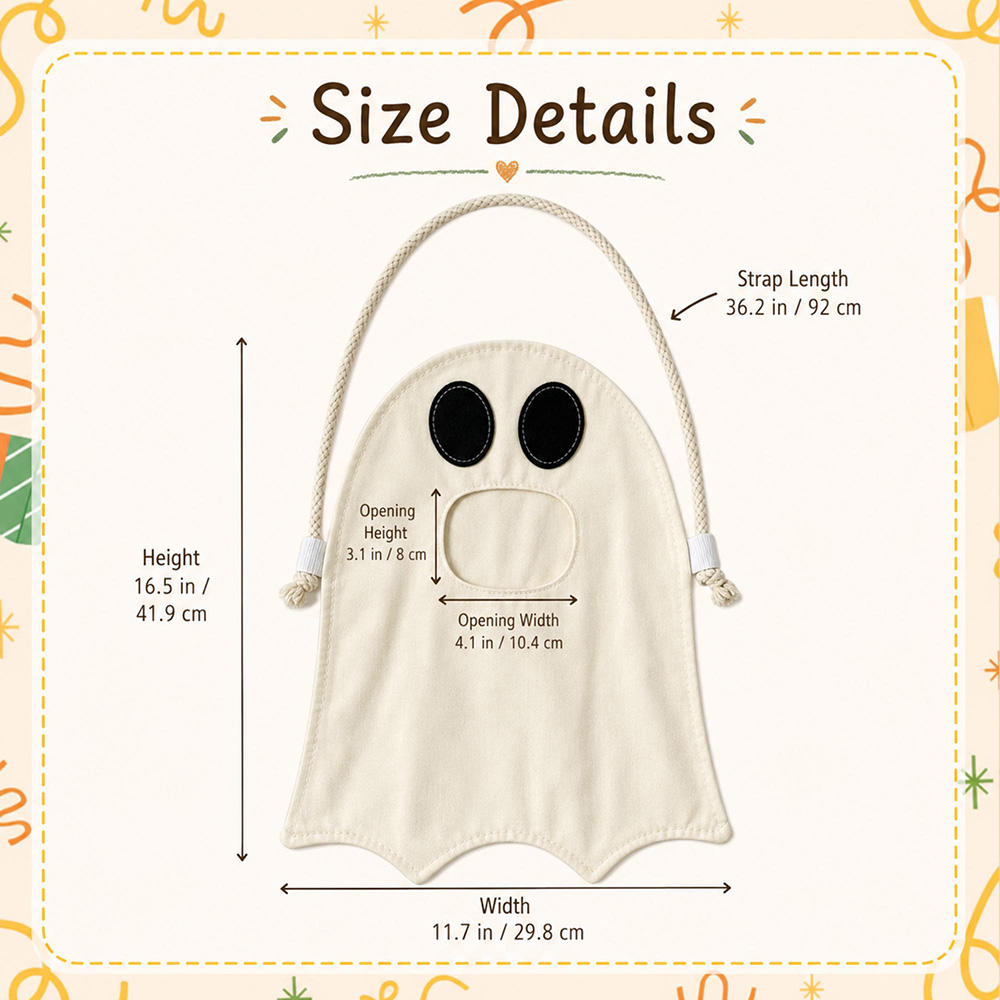 Personalized Hand Embroidery Ghost Drawstring Trick Or Treat Bag | MNHalloween18