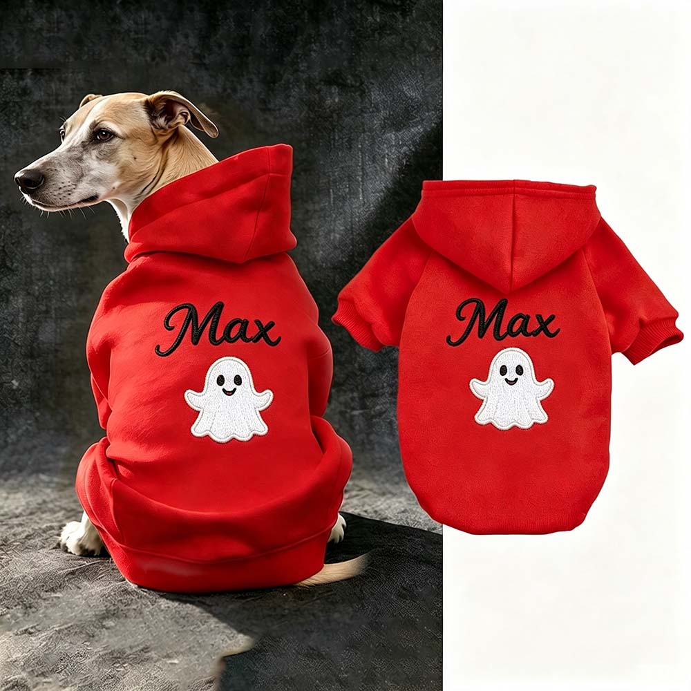 Personalized Embroidered Dog Hoodie with Halloween Icon | MNHalloween23