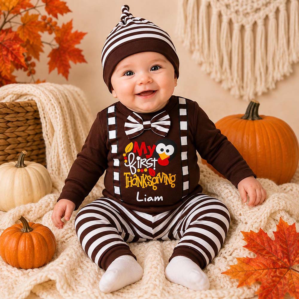 Personalized Baby My First Thanksgiving Outfit Set | CWThanks12