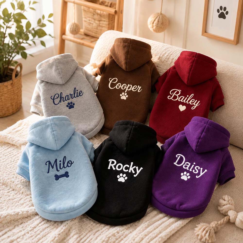 Personalized Embroidered Multicolor Dog Hoodie | MNCloth262