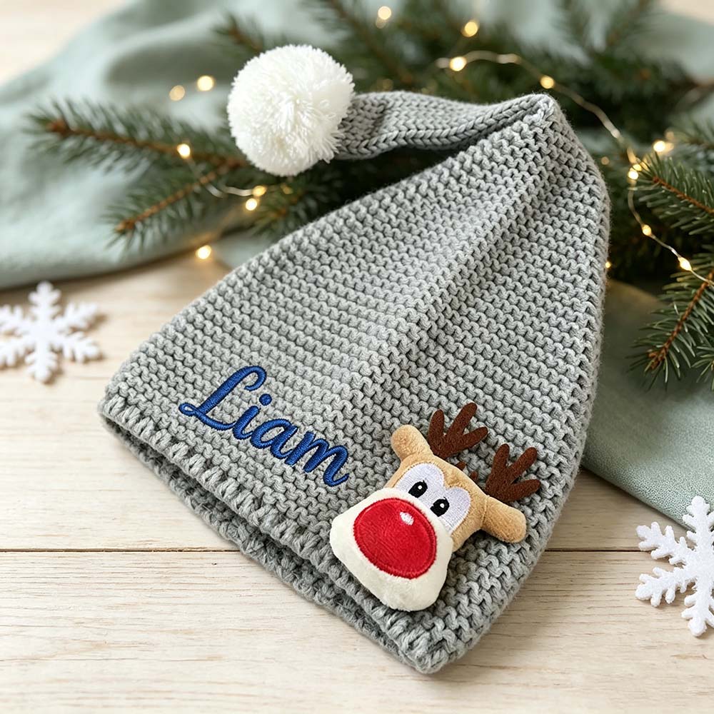 Personalized Embroidered Kids Christmas Knit Santa Hat | MNBaby15
