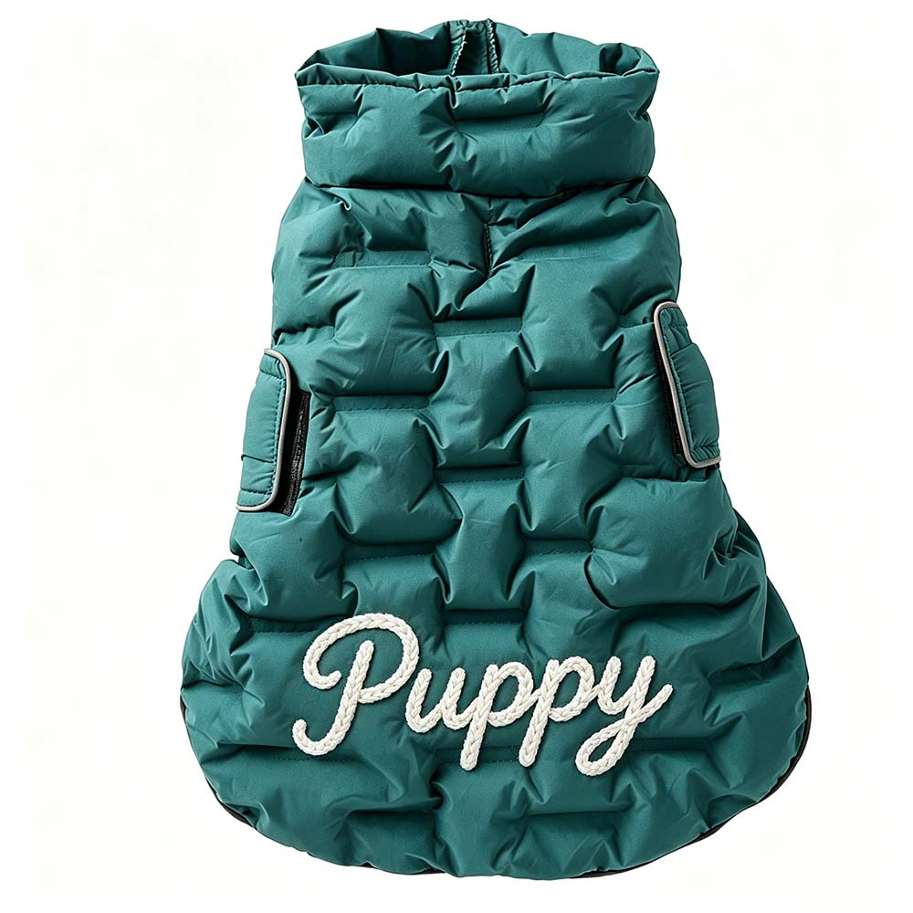 Personalized Hand Embroidered Dog Winter Warm Puffer Vest | BKPet589