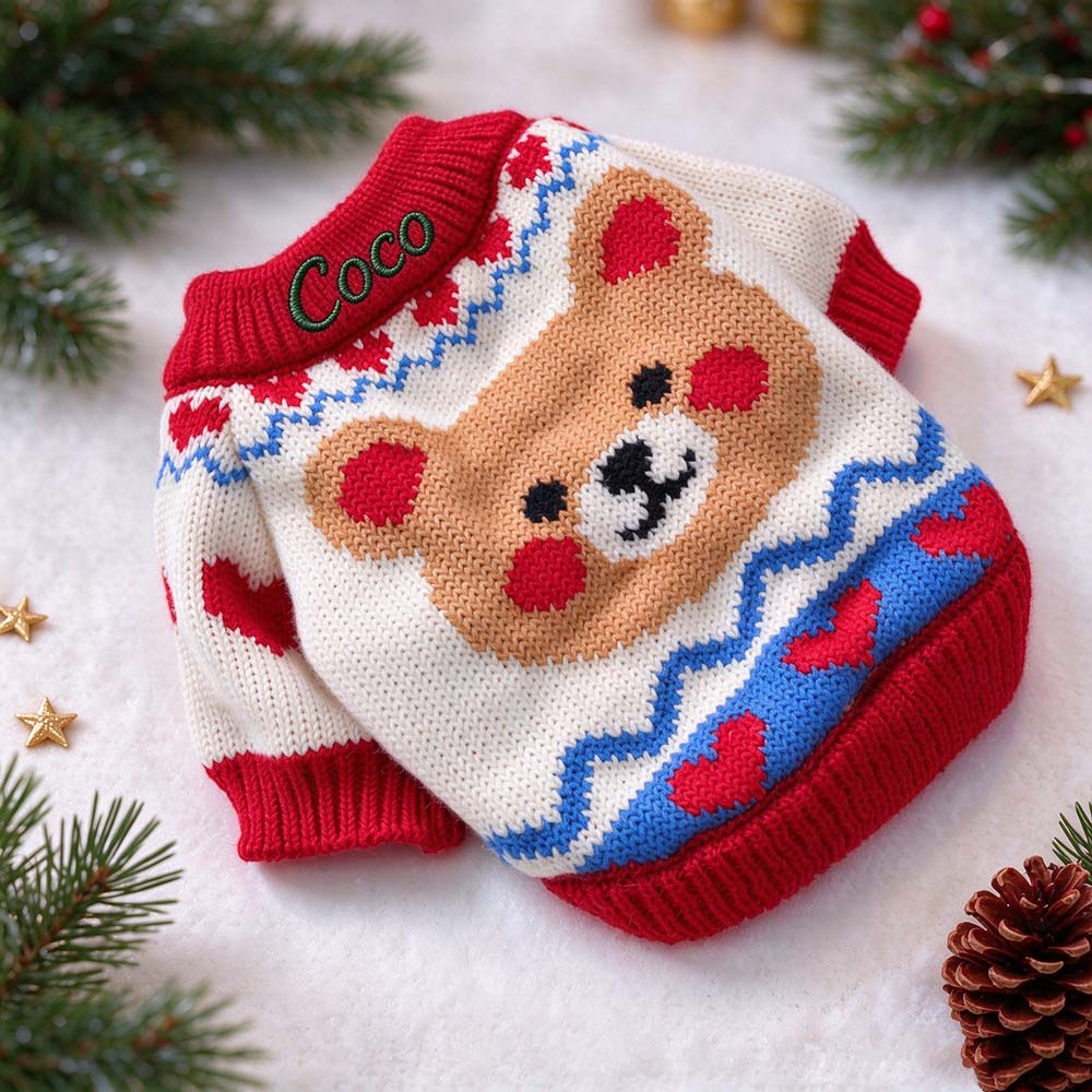 Personalized Embroidered Pets Christmas Cute Knit Sweater | MCGift427