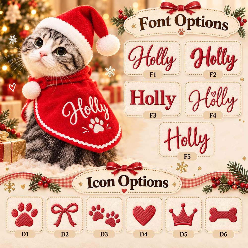 Personalized Embroidered Christmas Pet Cape & Santa Hat | MCGift440