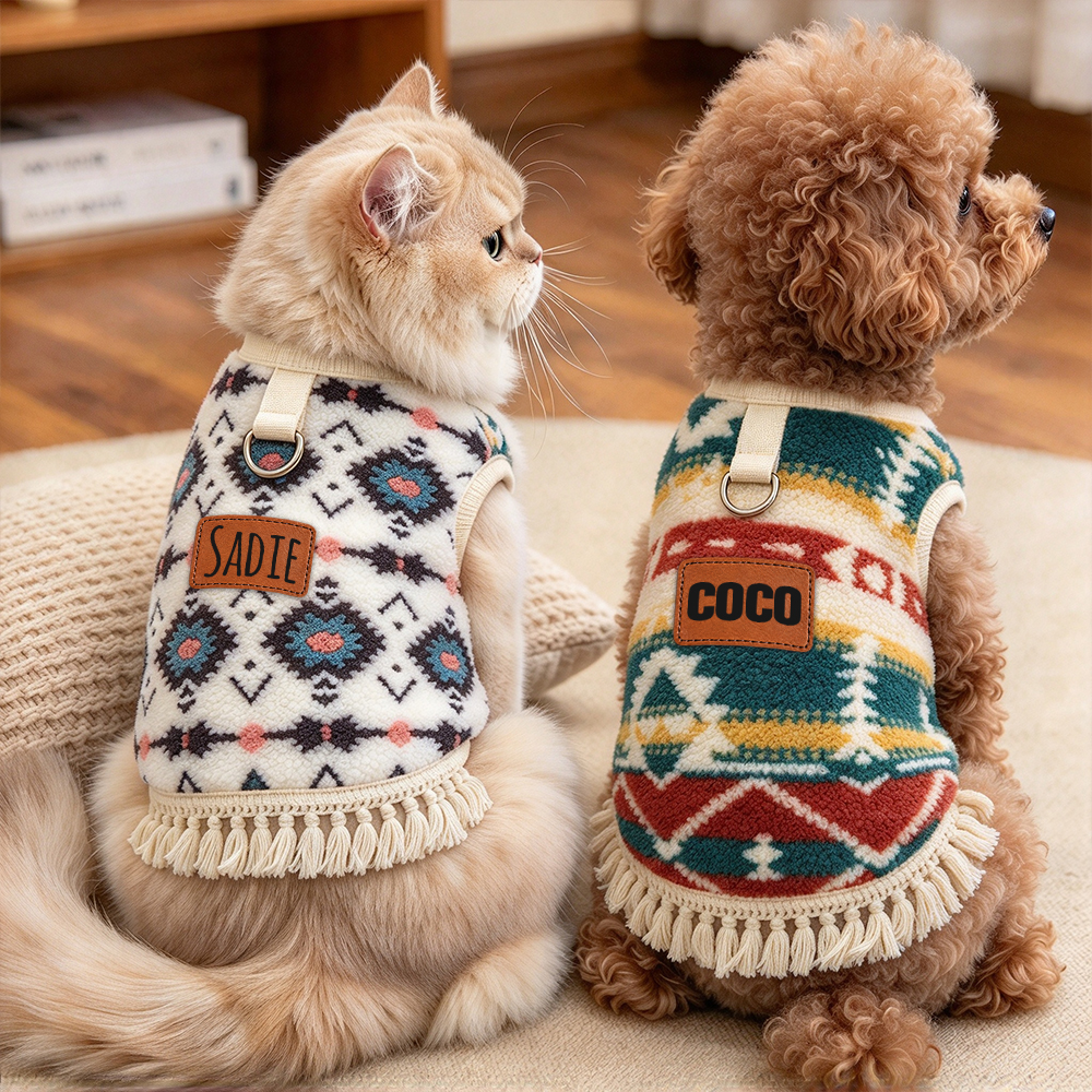 Personalized Embroidered Pets Boho Winter Outfit | BKPet629