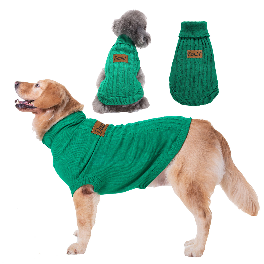Personalized Leather Patch Pets Colourful Sweater | BKPet97